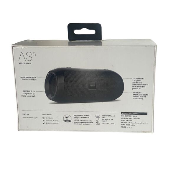 AS8 Airbuds Wireless Speaker Bluetooth 30ft Handsfree Calling 8Hrs Playtime - Picture 3 of 9